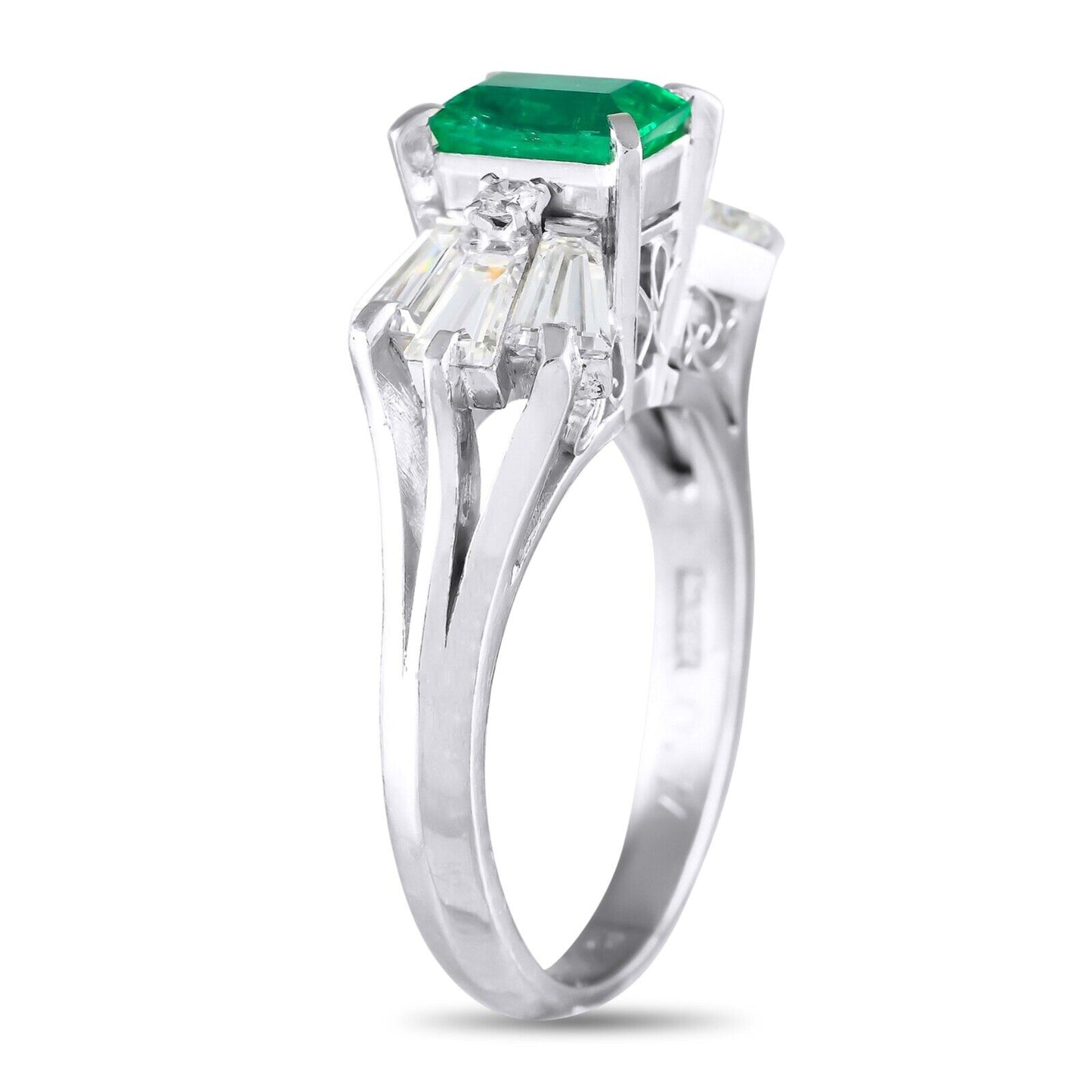 Beautiful Platinum 1.07ct Diamond and Emerald Ring
