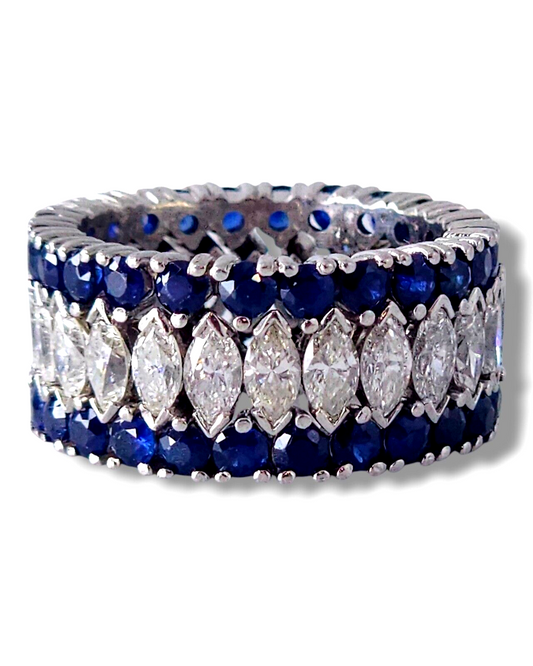 Gorgeous  24.0  ct Diamonds & 4.8 Ct Carats Sapphires Diamond  Platinum  Ring