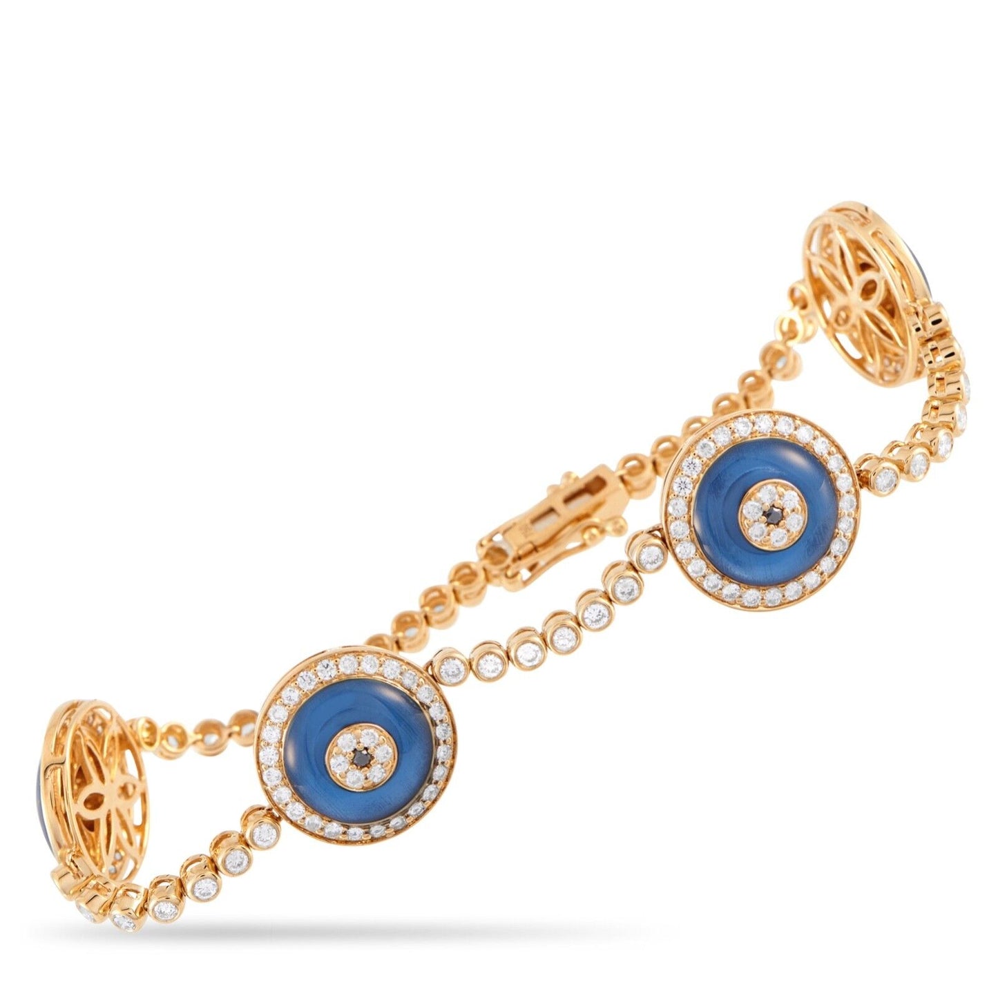 Beautiful 18K Yellow Gold 2.05ct Diamond Evil Eye Bracelet