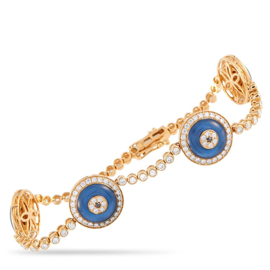 Beautiful 18K Yellow Gold 2.05ct Diamond Evil Eye Bracelet