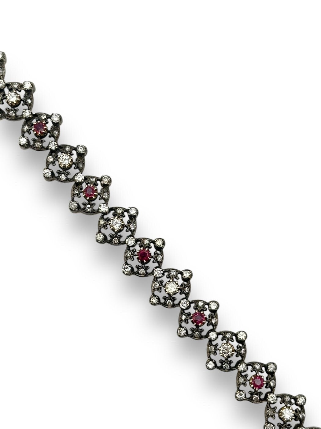 Antique 14k  Yellow Gol with Ruby and  3.57 Carats Diamond Women's Bracelet