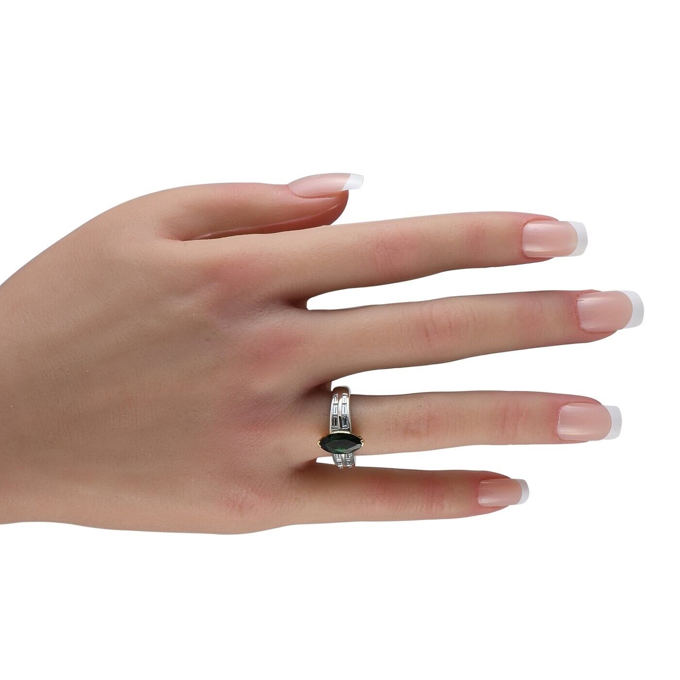 Amazing Platinum and 18K Yellow Gold 0.70ct Diamond and Tsavorite Ring