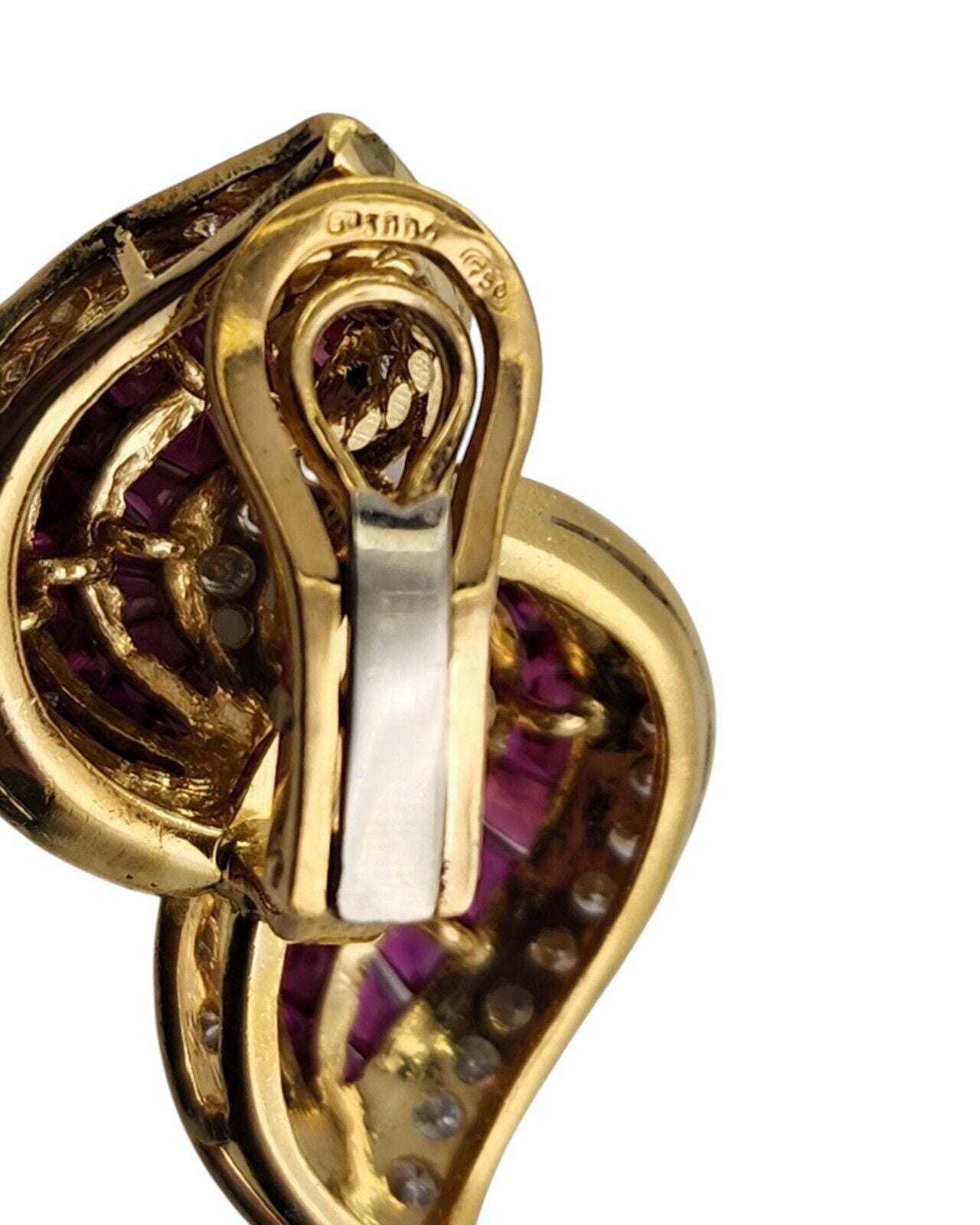 Gorgeous 18K  Gold Earrings with Diamonds &  Rubies 6.76Ct