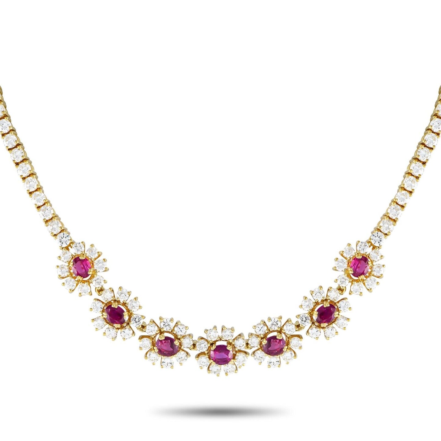 Stunning 18K Yellow Gold 16.50ct Diamond and Ruby Necklace