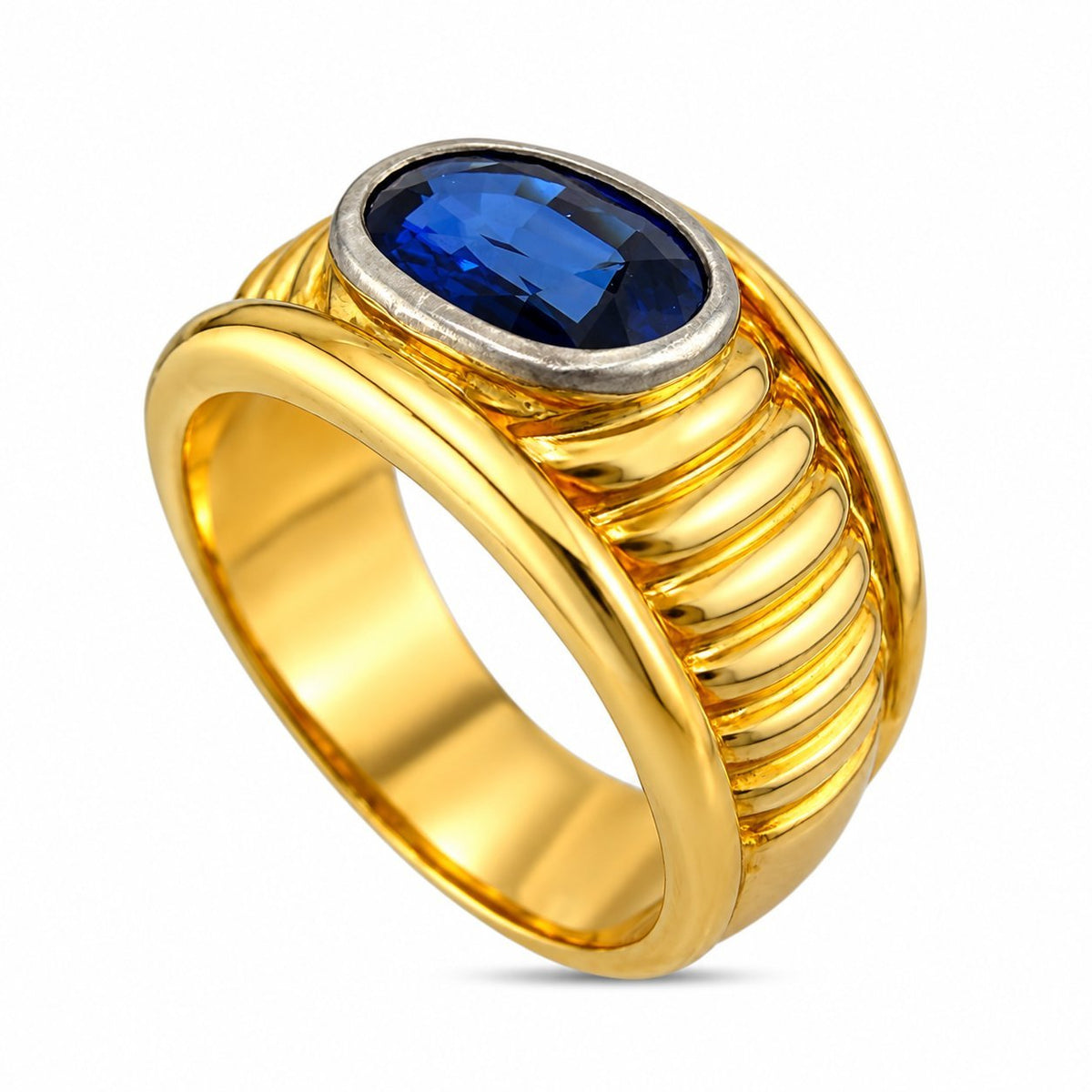 14K Yellow Gold Vintage Oval 1.20ct Sapphire Ring