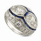 Platinum Art Deco Ring with 1.6ct of Diamonds and Sapphires