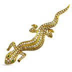Lizard Brooch 18K Yellow Gold 1.41ct Diamond and Emerald