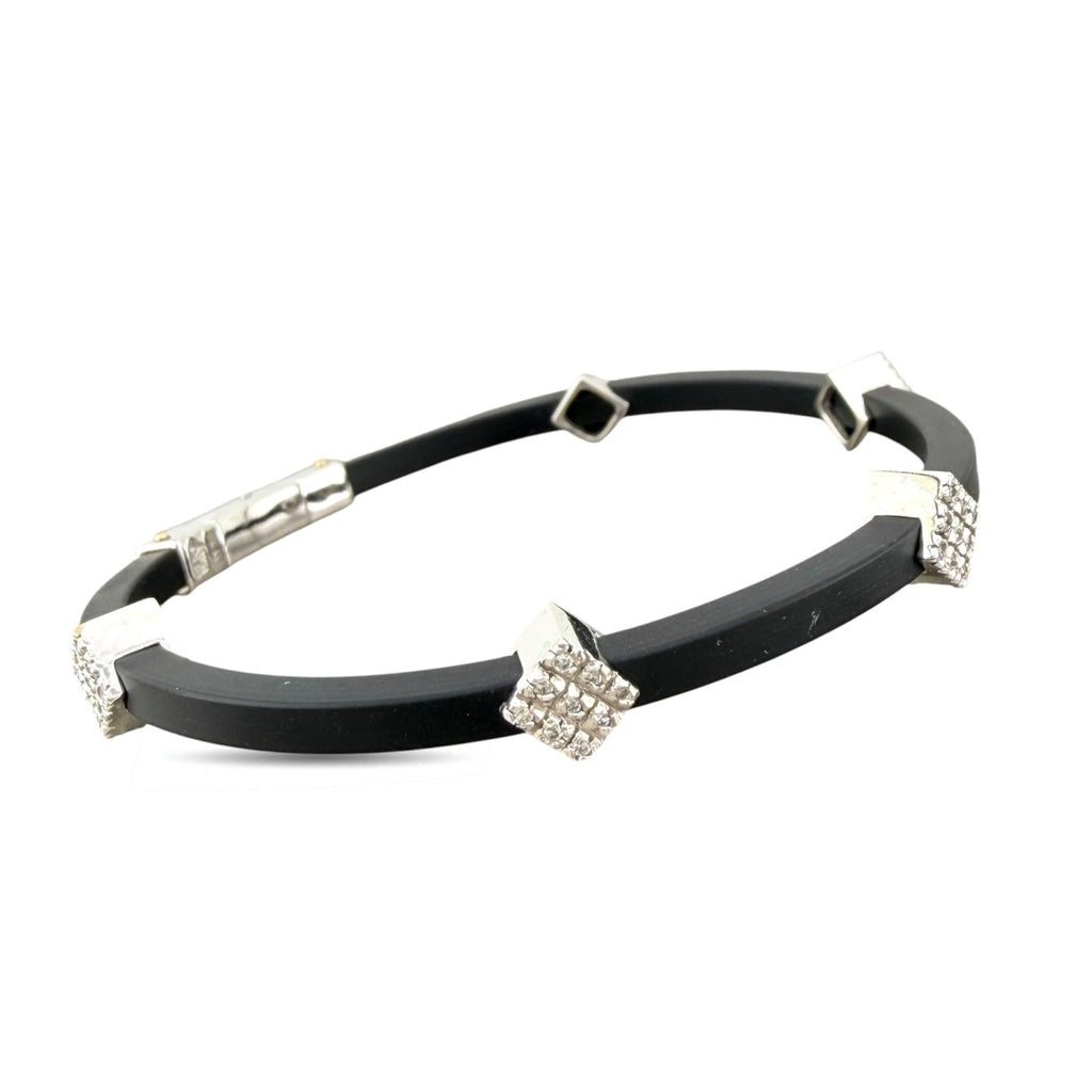 18K White Gold 0.35ct Diamond and Black Silicone Bracelet