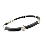 18K White Gold 0.35ct Diamond and Black Silicone Bracelet