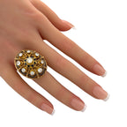 14K Yellow Gold Enamel and Diamond Cocktail Ring