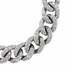 18K white gold diamond interlocking circle link bracelet close-up