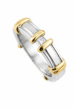14K White and Yellow Gold and Diamond Band Ring