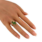 18K Yellow Gold Emerald and 2.36ct Diamond Necklace and Ring Set