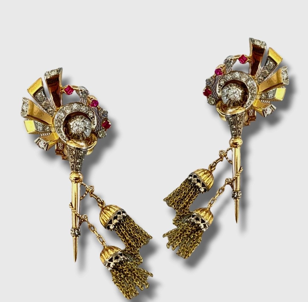 Earrings Amazing 18K Gold and Diamond Long Pendant Earrings 21 Grams - 3.12ct. tw. Diamond (Natural)