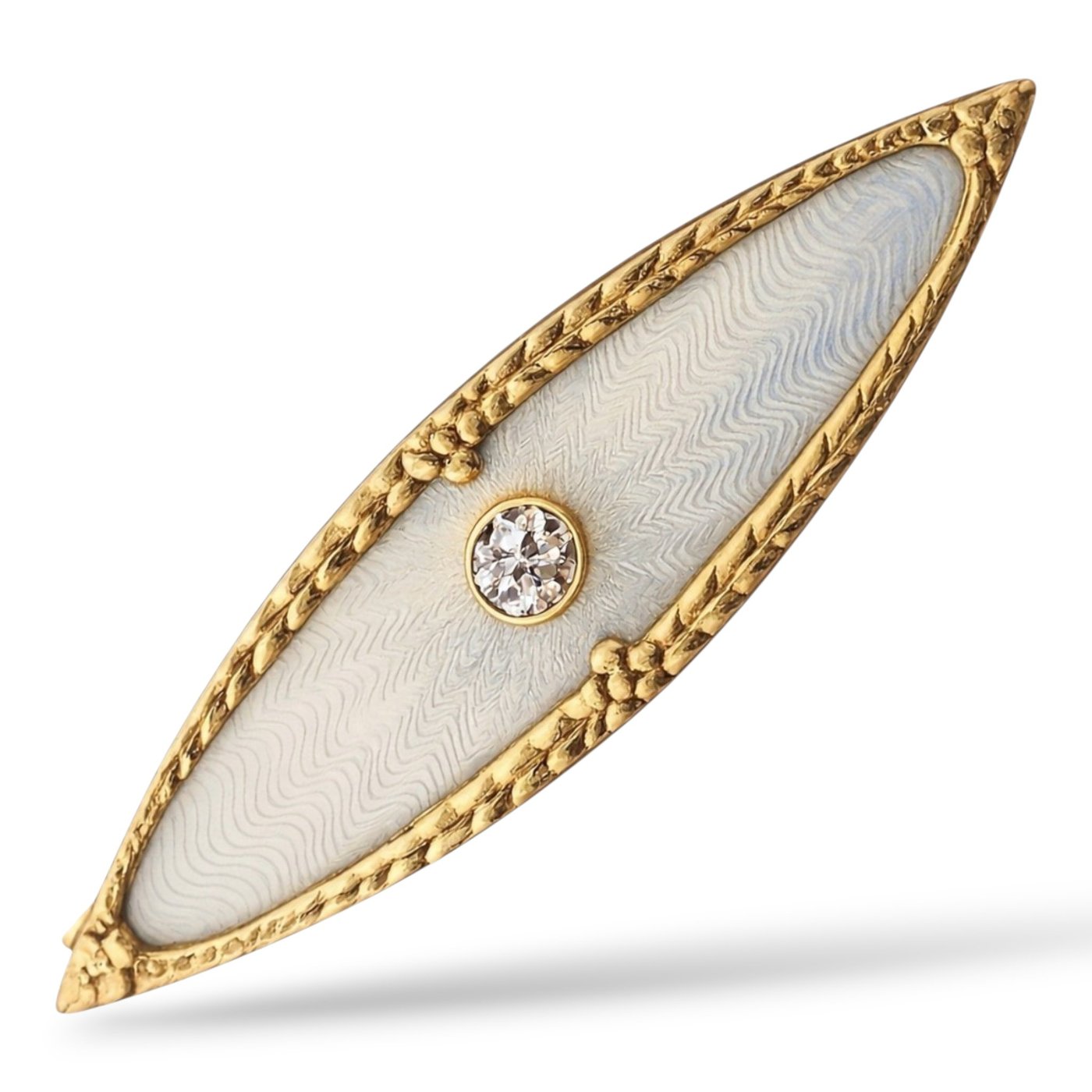 A Faberge 56K Gold Diamond and Enamel Brooch St Petersburg, 1900-1917
