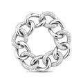 Diamond link bangle bracelet in white gold with pavé chain links and clasp