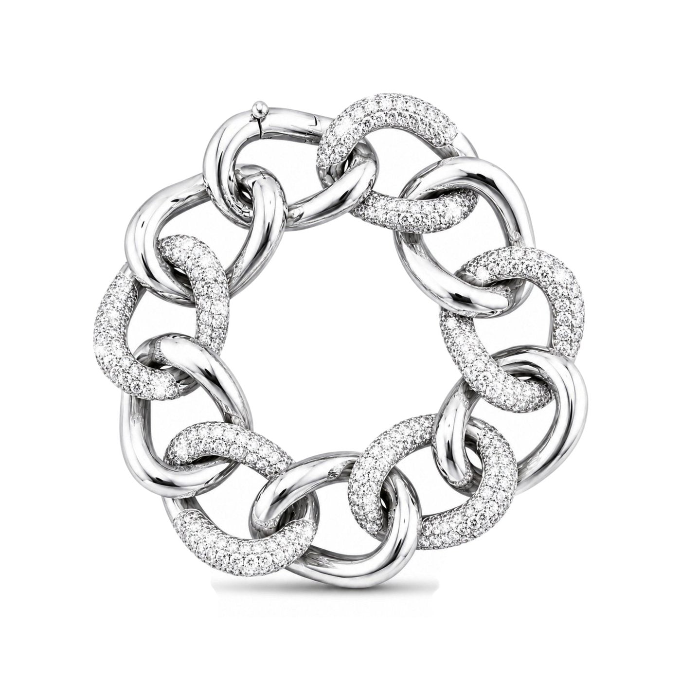 Tiffany & Co. White Gold 22.00ct Diamond Link Bangle Bracelet