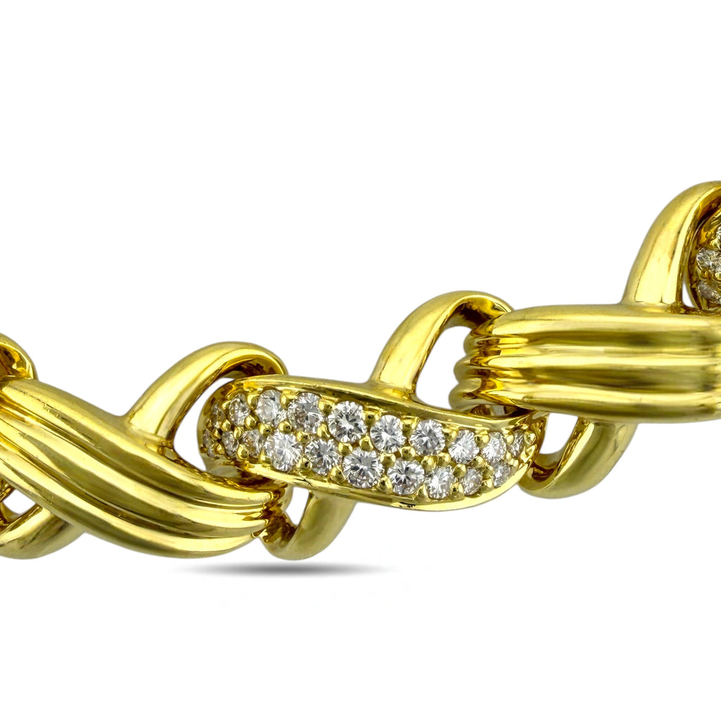 Jose Hess 18K Yellow Gold 7ct Diamond Necklace and Bracelet Suite