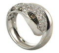 White gold wrap ring with pavé diamonds and a black geometric inlay motif