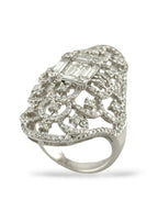 18K White Gold Ring with Radiant and 4ct Round Diamonds