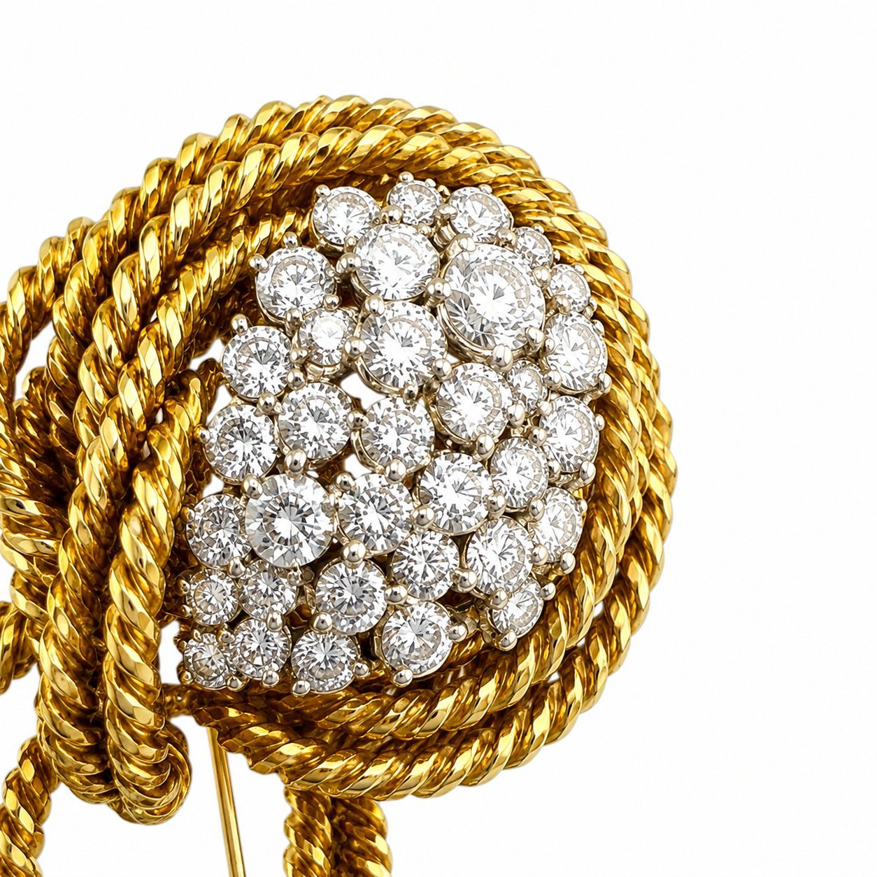 Flower Brooch 18K Yellow Gold 6.50ct Diamond