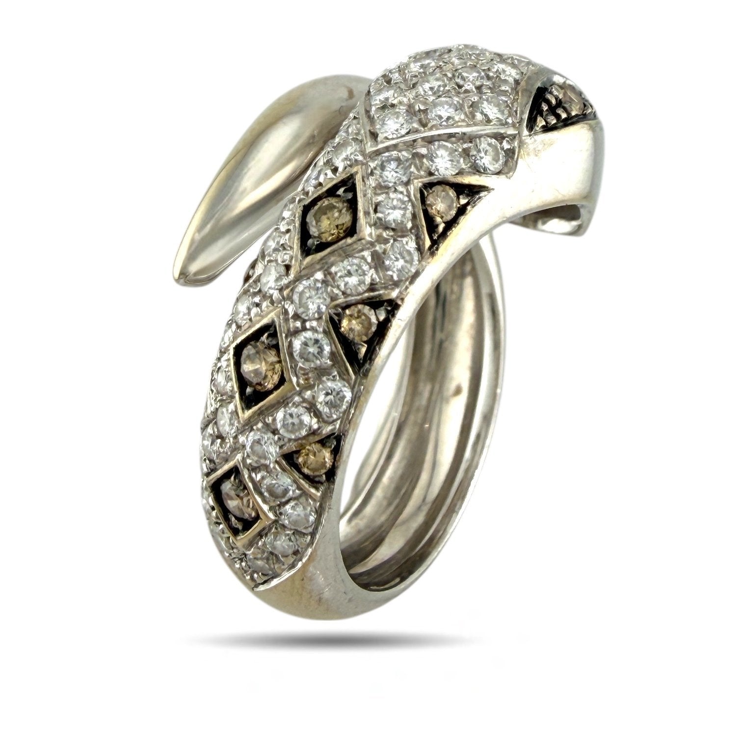 Serpentine Viper 18K White Gold 1ct Diamond Wrap Ring