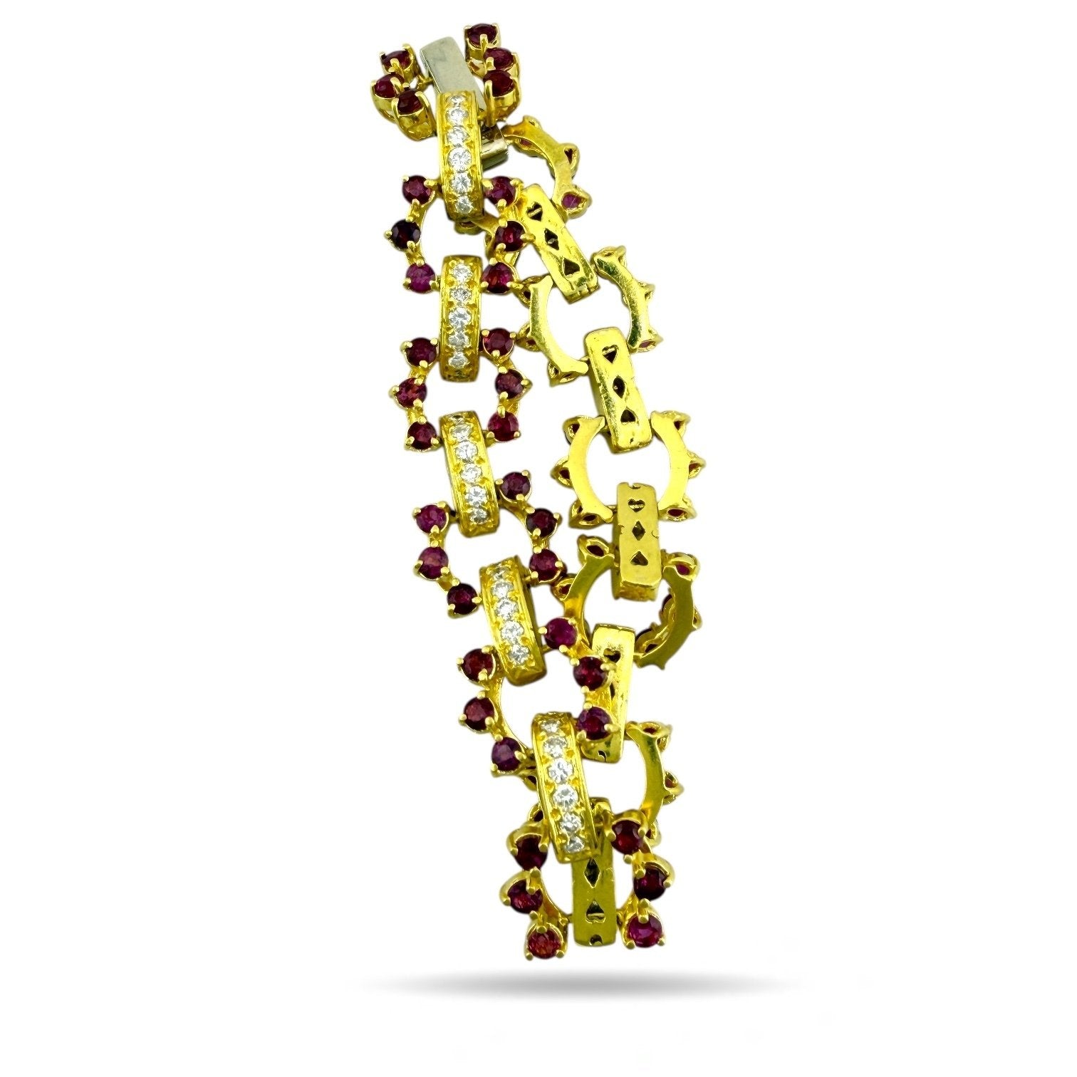 18K Yellow Gold 2ct Diamond and Ruby Bracelet