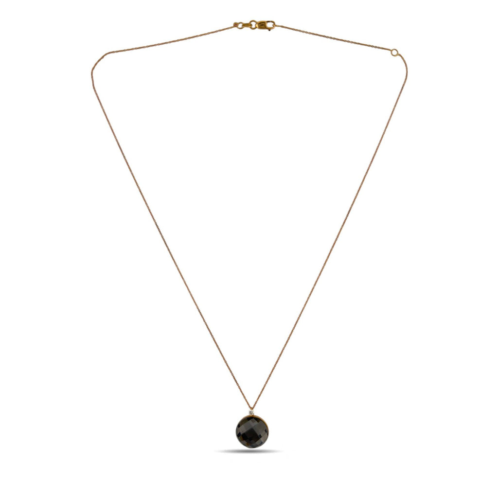 Roberto Coin 18K Rose Gold 0.05ct Diamond and Smoky Quartz Necklace