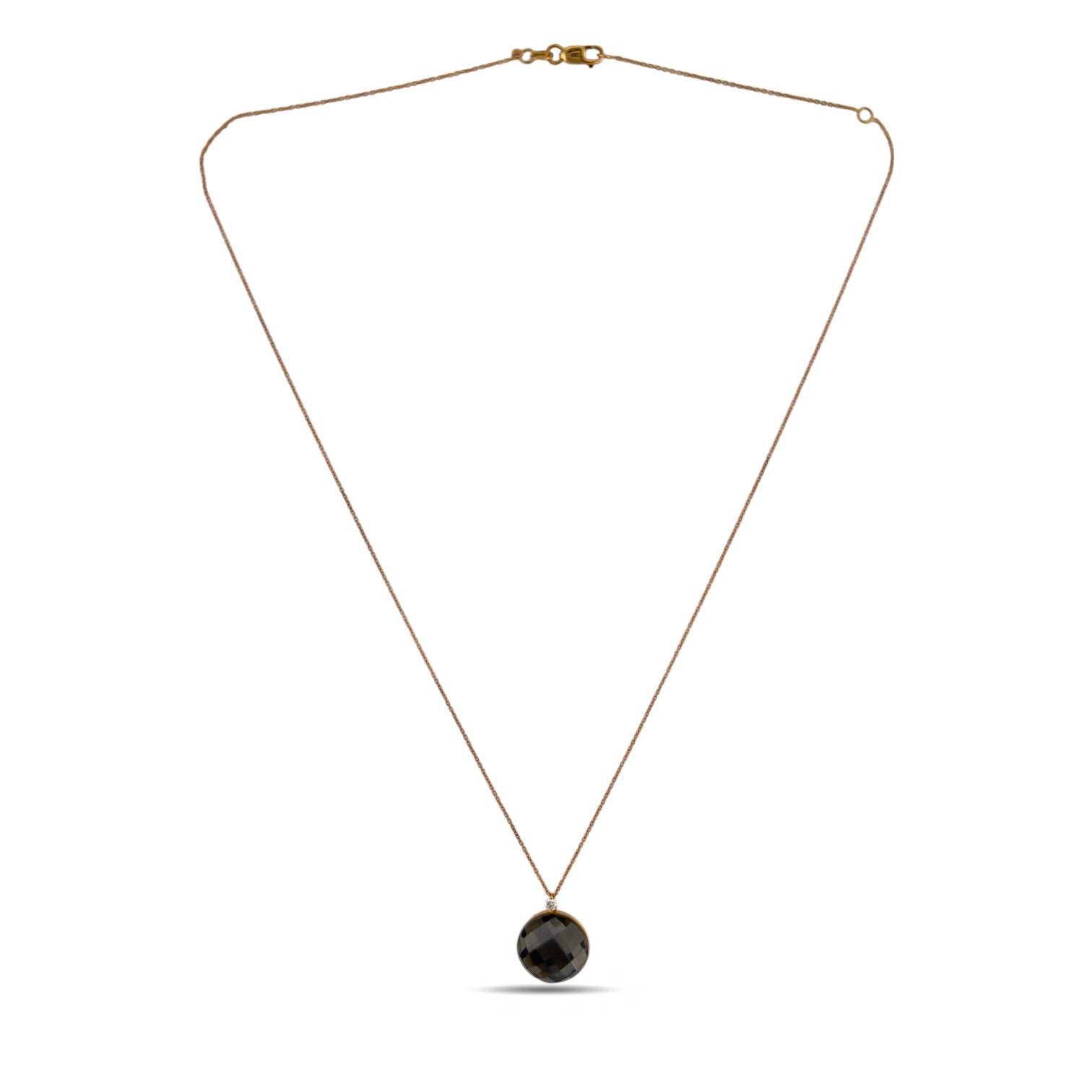 Roberto Coin 18K Rose Gold 0.05ct Diamond and Smoky Quartz Necklace