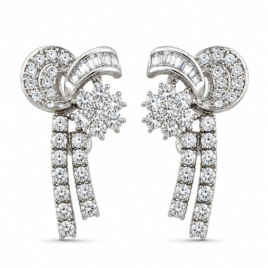 14K White Gold Flexible 2.0ct Diamond Strand Earrings