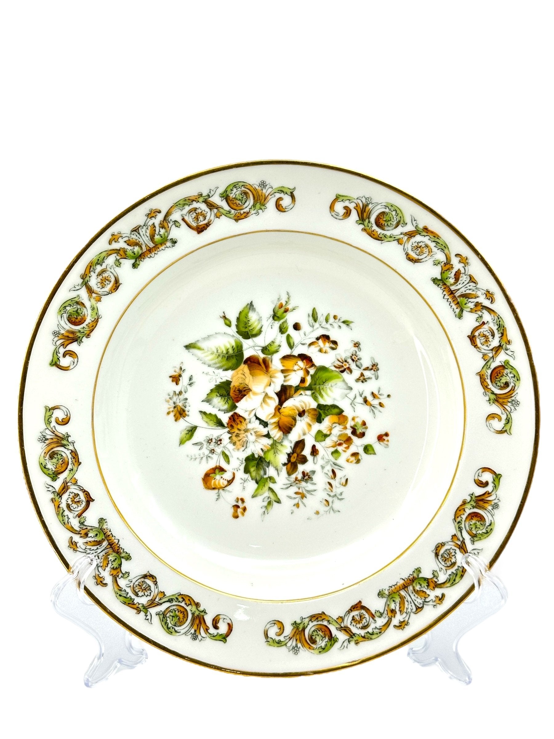 Imperial Russian Popov (AP) Manufactory Porcelain Floral Painting Soup Plate