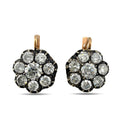 K. Faberge rose gold diamond cluster earrings with black bezel settings