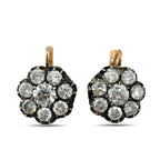 K. Faberge rose gold diamond cluster earrings with black bezel settings