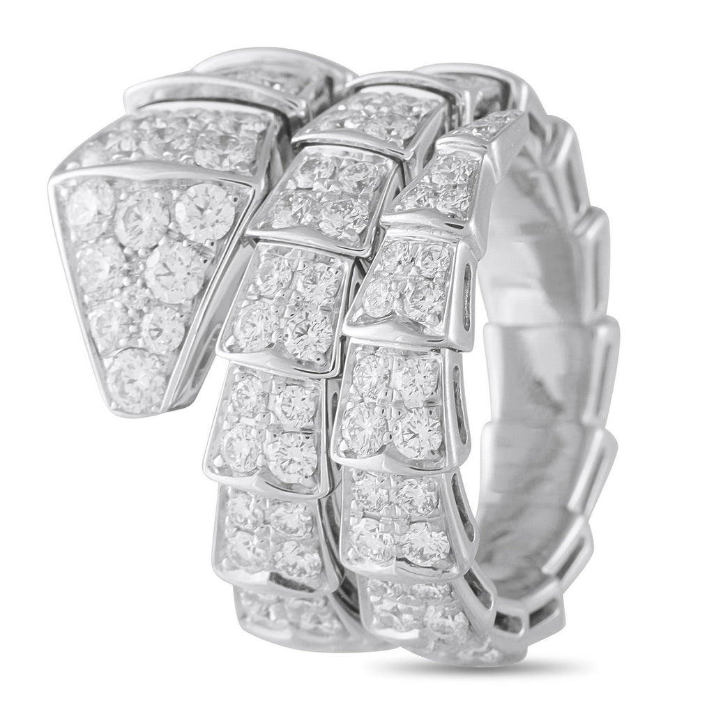 18K Bvlgari Serpenti Viper 18K White Gold 2.77ct Diamond Ring