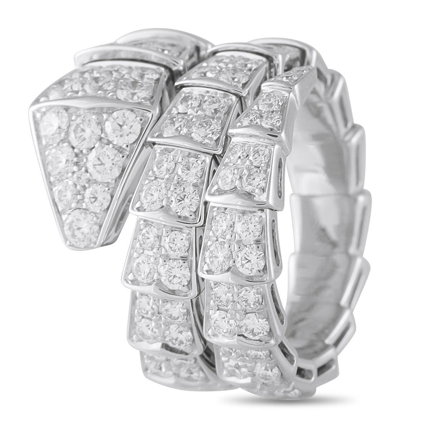 18K Bvlgari Serpenti Viper 18K White Gold 2.77ct Diamond Ring