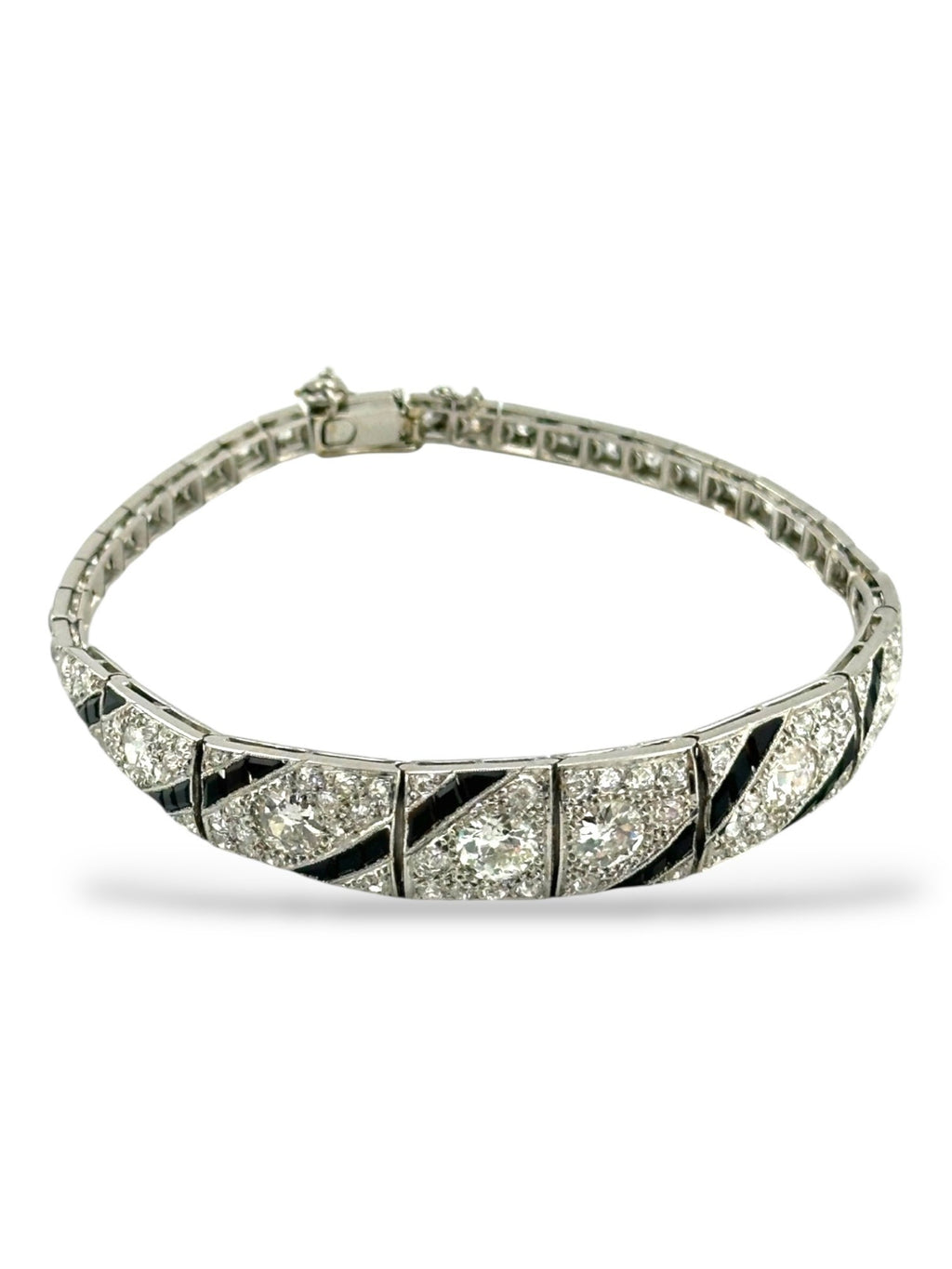 18K White Gold Art Deco 6ct Diamond Bracelet