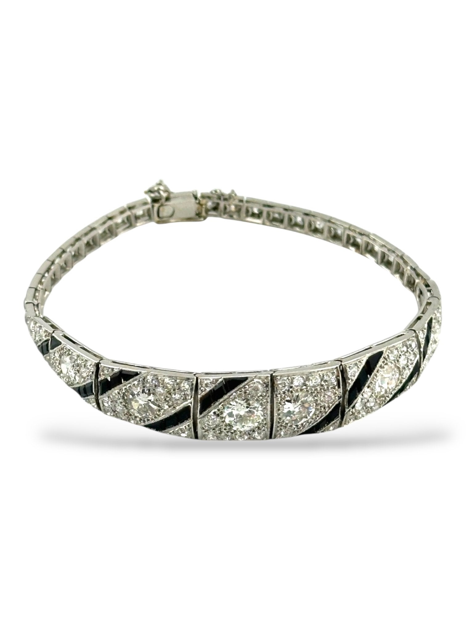 18K White Gold Art Deco 6ct Diamond Bracelet