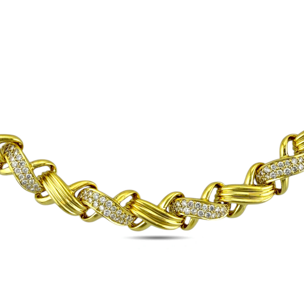 Jose Hess 18K Yellow Gold 7ct Diamond Necklace and Bracelet Suite