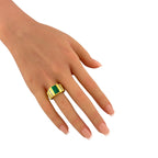 14K Yellow Gold 2.2ct Emerald and 0.6ct Diamond Bold Ring