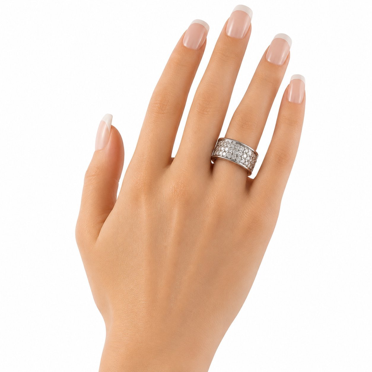14K White Gold 5.0ct Diamond Wide Eternity Band Ring