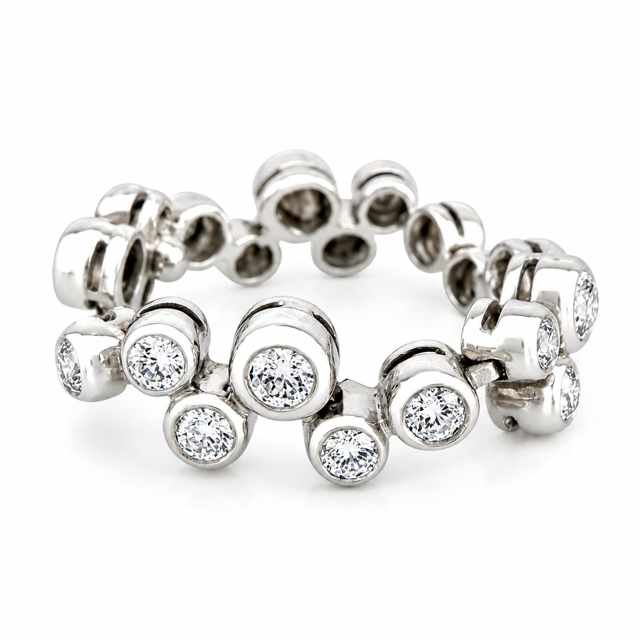 14K White Gold 1.00ct Diamond Abstract Flexible Band Ring
