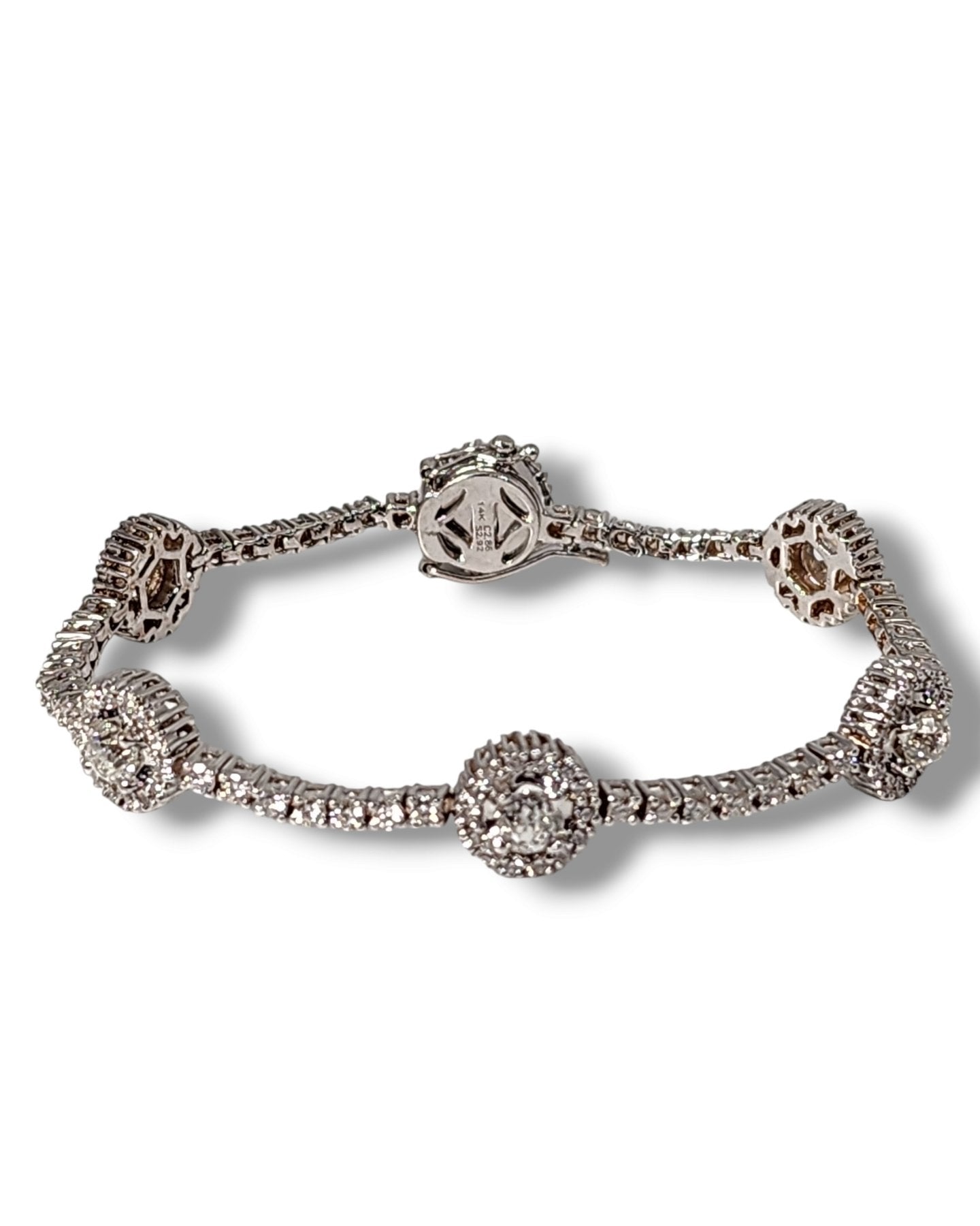 Bracelet Platinum, Beautiful Platinum Diamonds & Sapphires Bracelet Diamond (Natural) - Diamond