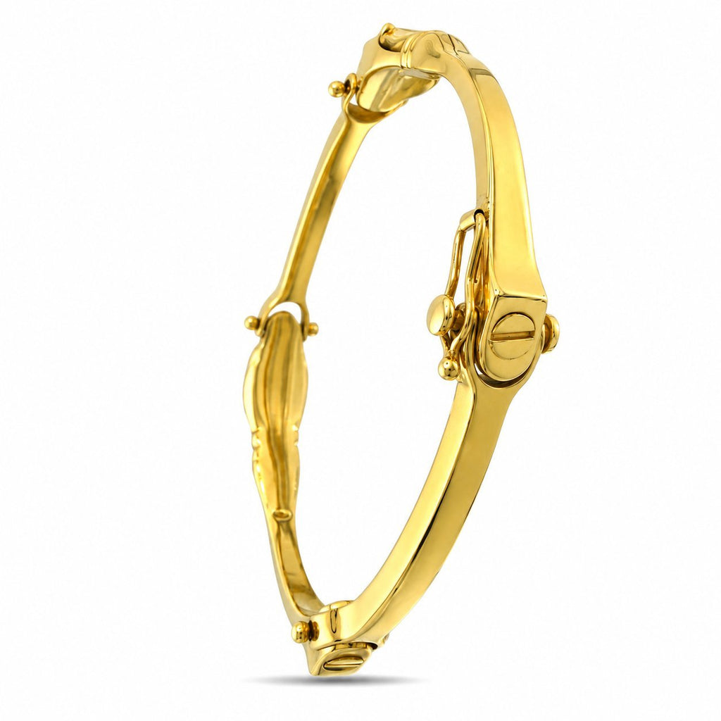 14K yellow gold cheetah head link bracelet, side profile