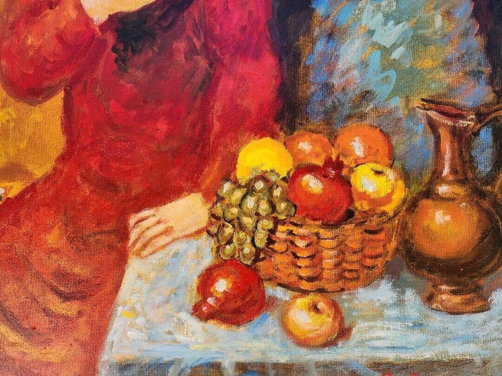 Galust Darbinyan Original Oil Painting Playing Checkers