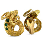 18K Yellow Gold Emerald Ram Clip-On Earrings