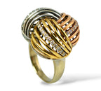 18K Tri-Color Gold Cocktail Ring with 0.5ct of Round Brilliant Diamonds