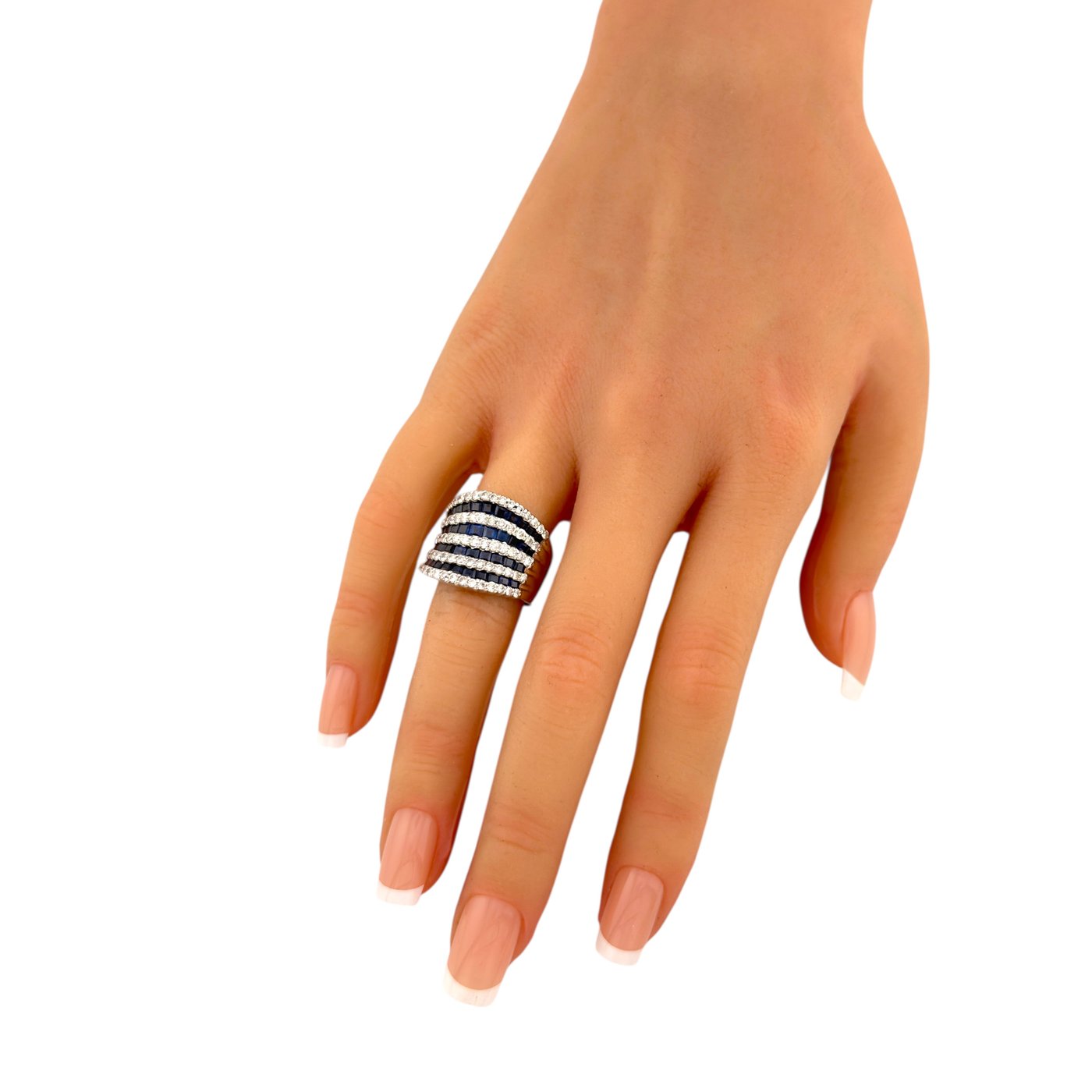 Bold 18K White Gold 1.68ct Sapphire & 2.00ct Diamond Ring  -  3.68ct. tw. Diamond (Natural)  - Sapphire