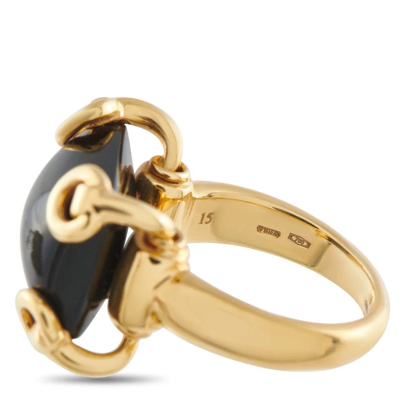Gucci 18K Yellow Gold Ring Onyx