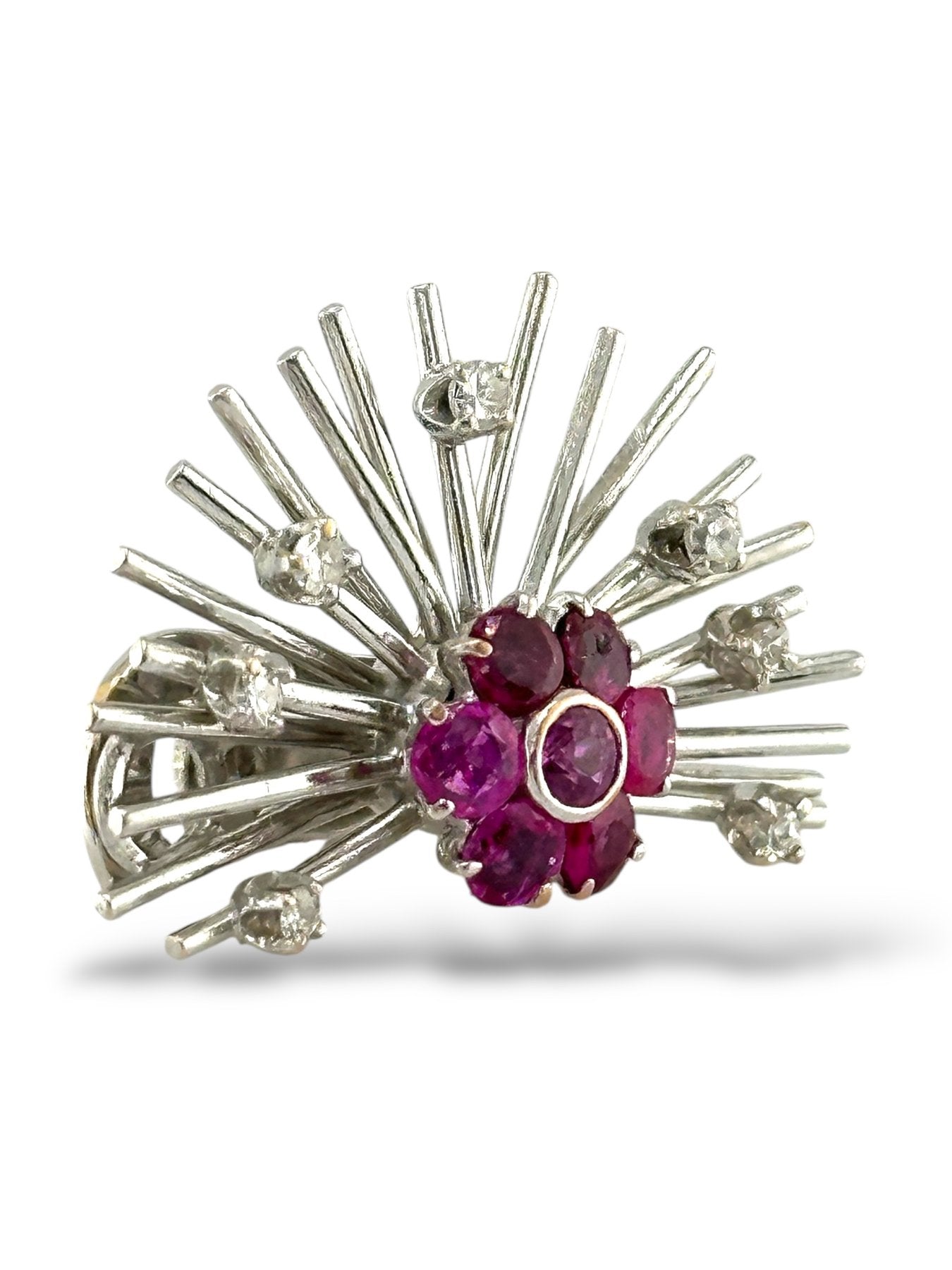 Platinum Earrings with 0.42ct. Diamonds & Rubies