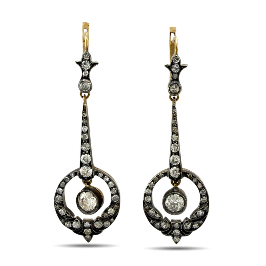 14K Yellow Gold Imperial Russian 2.00ct Diamond Dangle Earrings